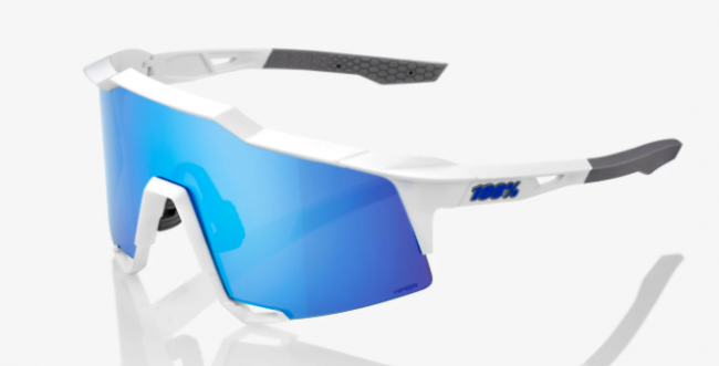 100% Speedcraft Matte White - HiPER Blue Multilayer Mirror Lens