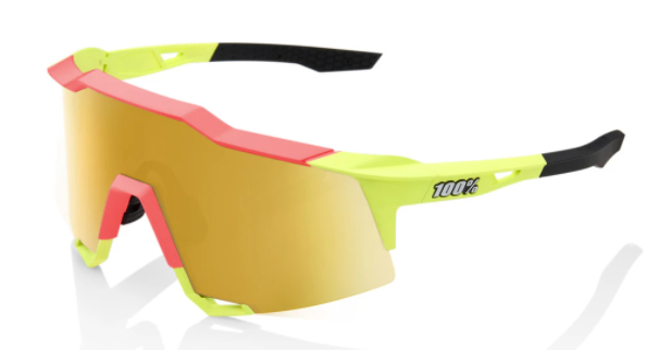 100% Speedcraft Matte Washedout Neon Yellow - Flash Gold Mirror Lens